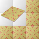 Pink rose trellis with floral medallion pattern fliese<br><div class="desc">This is a digitally enhanced print derived from an vintage 1905 to 1915 pink rose trellis with floral medallion centers pattern. You can easily customize the background color. Great for backsplashes.</div>