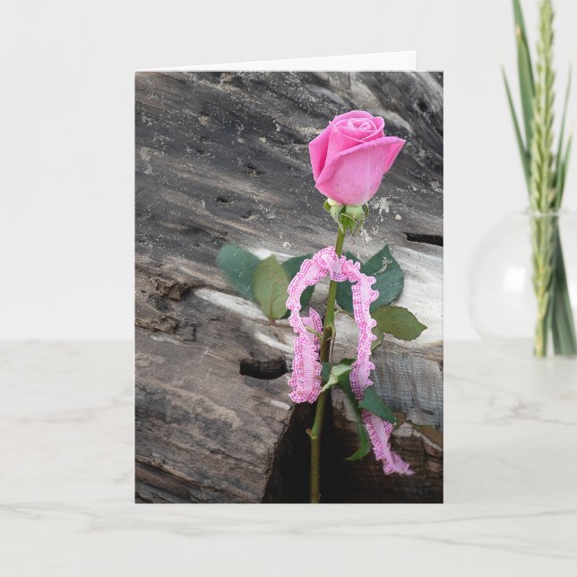 Pink Rose und Driftwood Vielen Dank Karte (Vorderseite)