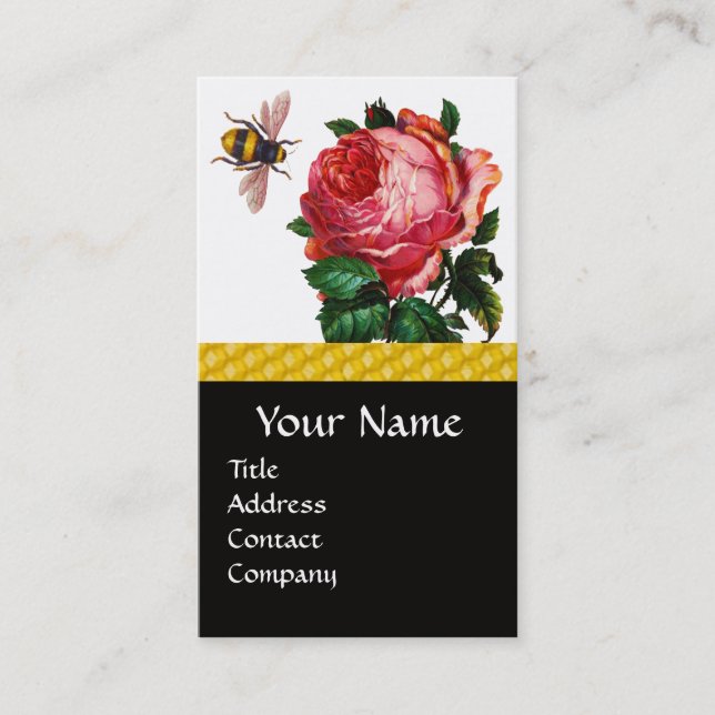 PINK ROSE UND HONEY BIETEE ROTES WAX SIEGEL VISITENKARTE (Vorderseite)