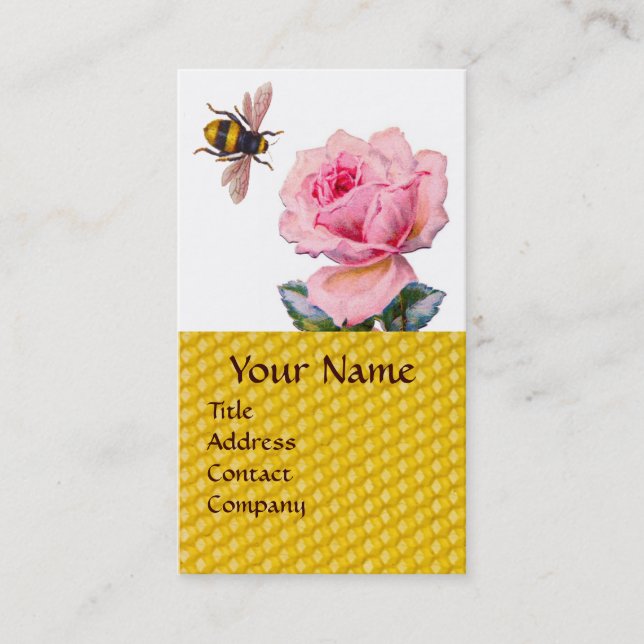 PINK ROSE UND HONEY BIETEMONOGRAM VISITENKARTE (Vorderseite)