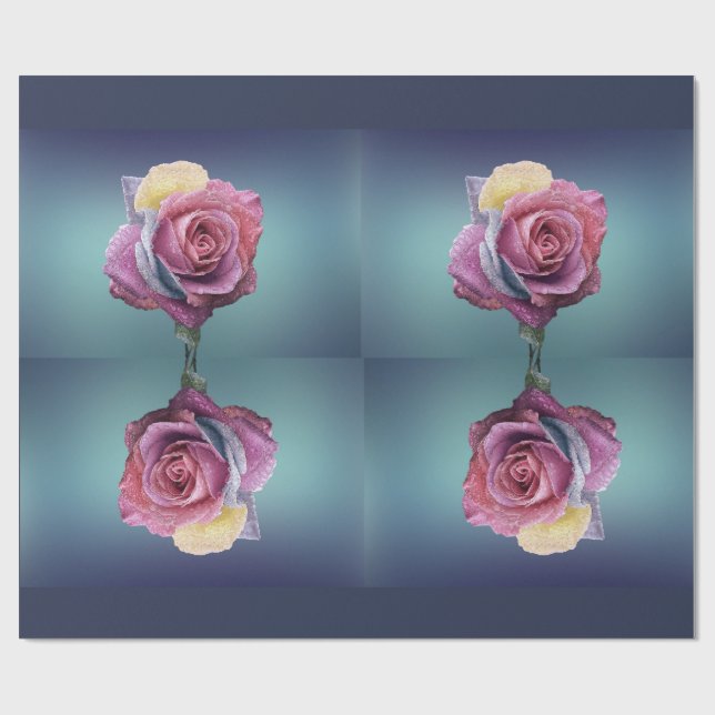 Pink Rose Valentine's Day Wrapping Paper Geschenkpapier (Flach)