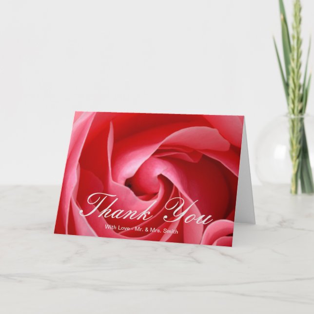 Pink Rose Vielen Dank Dankeskarte (Vorderseite)