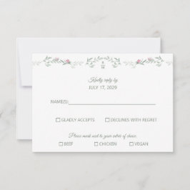 Pink Rose Vine and Monogram RSVP Response Card Karte
