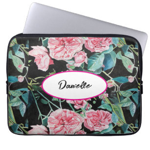 Pink Rose Wasserfarbe Blumenmuster Blume Vintag Laptopschutzhülle