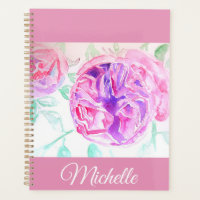 Pink Rose Watercolor Lilac Pink Girls Notebook
