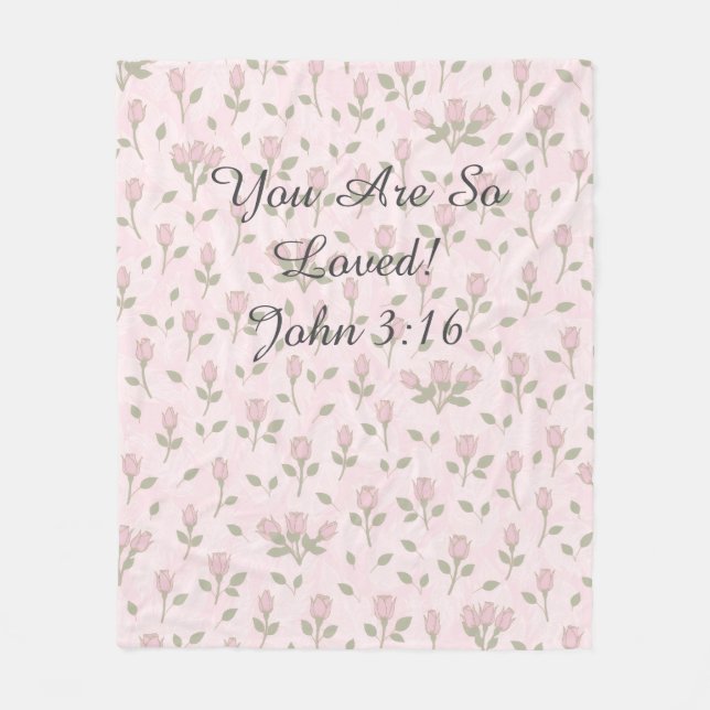Pink Rosebud "You Are So Loved" Blanket Fleecedecke (Vorderseite)
