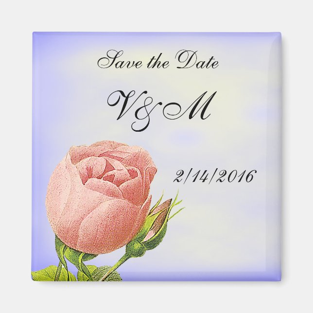 Pink Rosenknospe Benutzerdefiniert Datum speichern Magnet (Vorne)