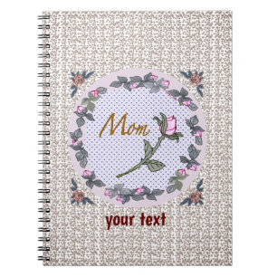 Pink-Rosenknospe-benutzerdefiniertes Mama Notebook Notizblock
