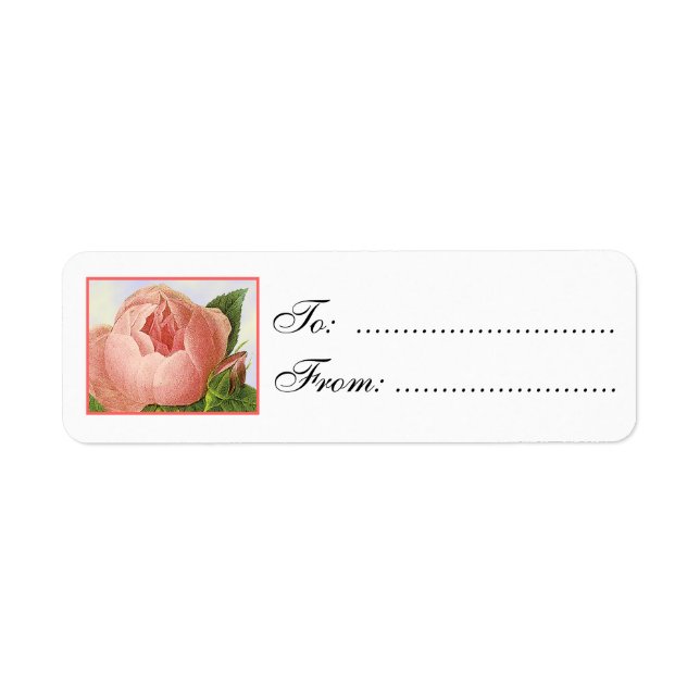 Pink Rosenknospe Custom Gift Tag Labels (Vorne)