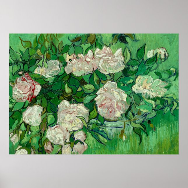 Pink Roses, 1890 von Vincent van Gogh Poster (Vorne)