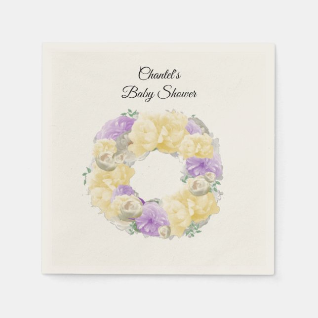 Pink Roses and Peonies Baby Shooting Paper Napkins Serviette (Vorderseite)