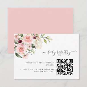 Pink Roses Baby Shooting-Karte mit QR Code Begleitkarte