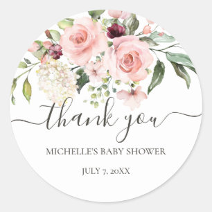 Pink Roses Babydusche Danke, dass Sie Sticker bevo