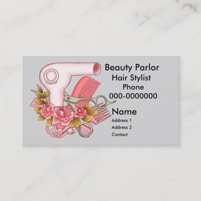 Pink Roses Beautician individuelle Name Terminkarte (Vorderseite)
