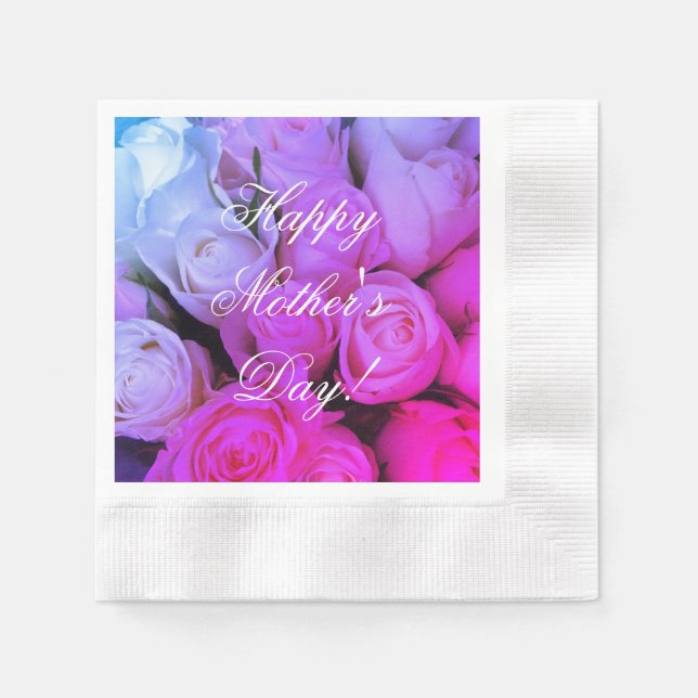 Pink Roses Benutzerdefinierter Text glücklich Mutt Serviette (Vorderseite)