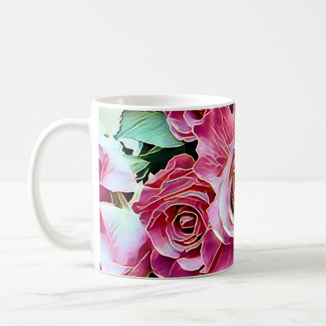 PINK ROSES BLUME KAFFEETASSE (Links)