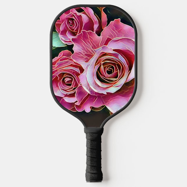 PINK ROSES BLUME PICKLEBALL SCHLÄGER (Vorderseite)