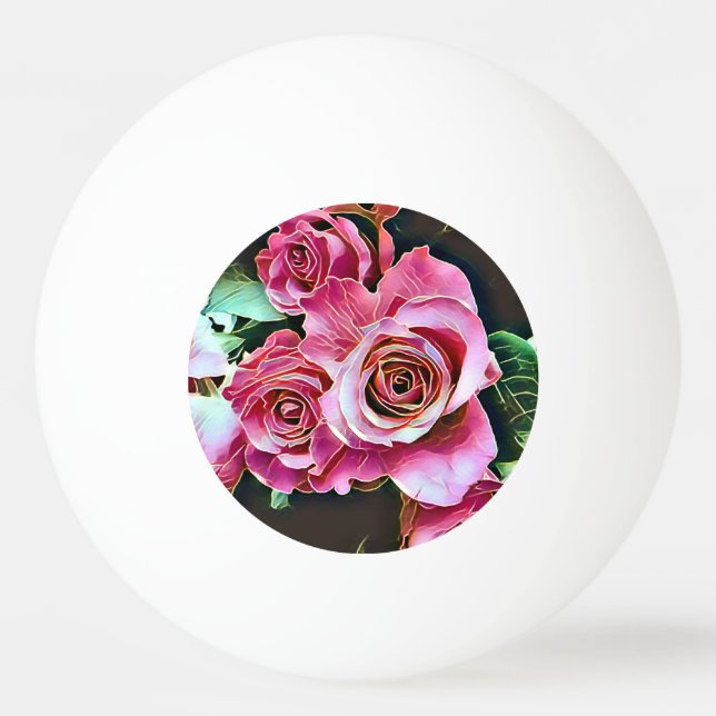 PINK ROSES BLUME TISCHTENNISBALL (Vorderseite)
