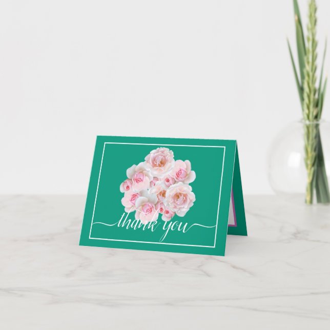 Pink Roses Botanische Floral Bouquet Chic Vielen D Karte (Vorderseite)
