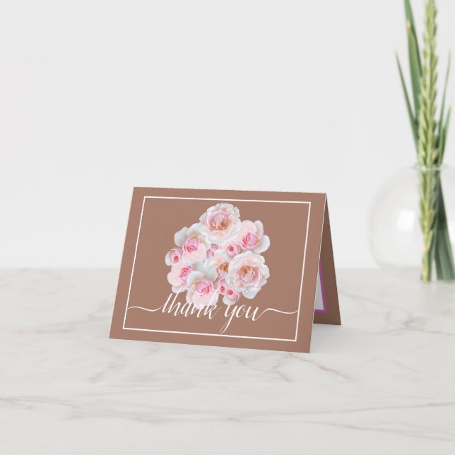 Pink Roses Botanische Floral Bouquet Chic Vielen D Karte (Vorderseite)