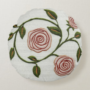 Pink Roses - Charles Rennie Mackintosh Rundes Kissen
