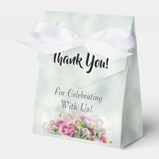 Pink Roses Danke Gastgeschenk Hochzeit Box Geschenkschachtel (Vorderseite)