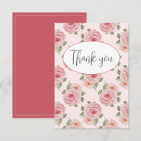 Pink Roses Flat Danke Karte