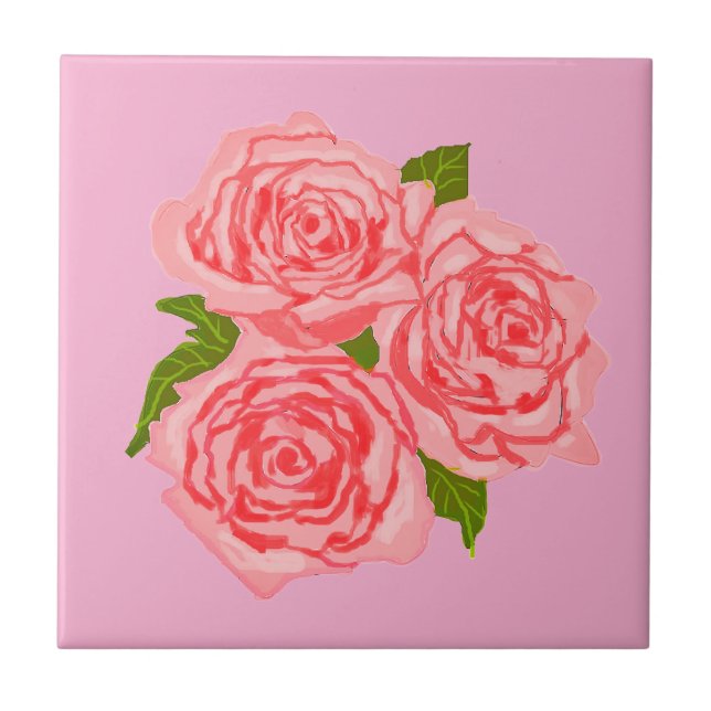 Pink roses fliese (Vorderseite)