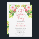 Pink Roses Floral 70th Birthday Party  Einladung<br><div class="desc">Celebrating your 70th "Birthday Party" with pink roses and greenery in varying shades cascading floral design with dark rosy blush pink script text. Composite design by Holiday Hearts Designs (rights reserved). If you have any questions or need assistance with the design, please message us or email us directly at info@holidayheartsdesigns.com,...</div>