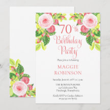 Pink Roses Floral 70th Birthday Party 