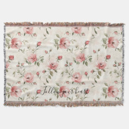 Pink Roses Floral  Decke
