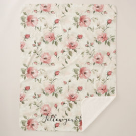 Pink Roses Floral  Sherpadecke