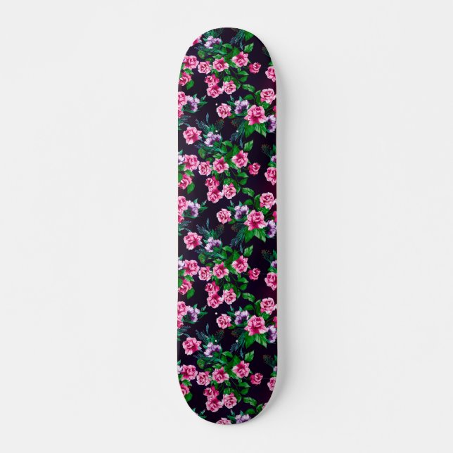 PINK ROSES FLORAL SKATEBOARD (Vorne)