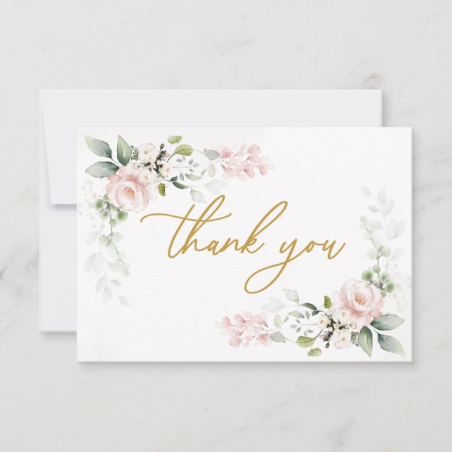 Pink Roses Foliage Kinderdusche Danke (Vorderseite)