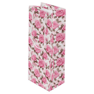 Pink Roses Geschenktasche Geschenktüte Für Weinflaschen
