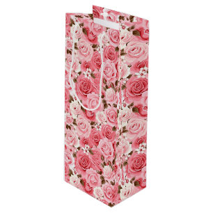 Pink Roses Geschenktasche Geschenktüte Für Weinflaschen