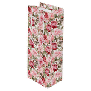 Pink Roses Geschenktasche Geschenktüte Für Weinflaschen