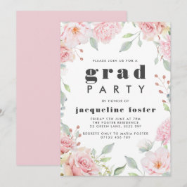 Pink Roses & Glitzer Graduation Party Einladung