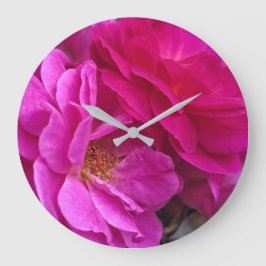 Pink Roses Große Wanduhr