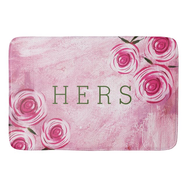 Pink Roses Hers Bath Mat Badematte (Vorderseite)