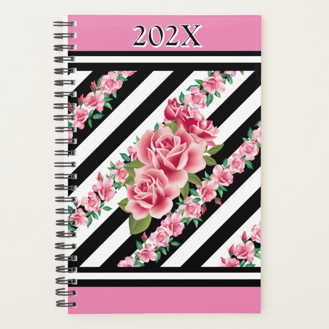 Pink Roses Jahr für Jahr anpassen Planer (Vorderseite)