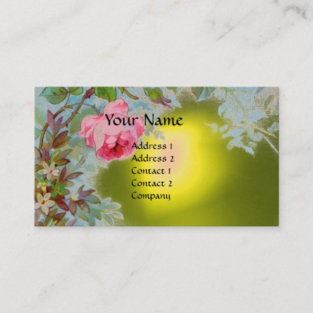 PINK ROSES & JASMINE MONOGRAM GEM STONE gelb Visitenkarte (Vorderseite)