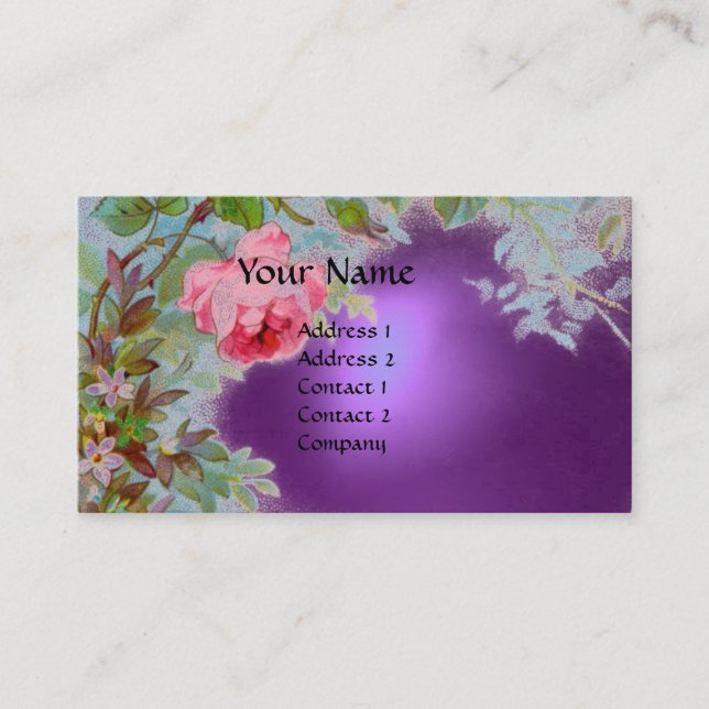 PINK ROSES & JASMINES MONOGRAM GEM STONE lila Visitenkarte (Vorderseite)
