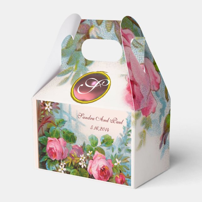 PINK ROSES ,JASMINES WEDING GEM MONOGRAM GESCHENKSCHACHTEL (Vorderseite)