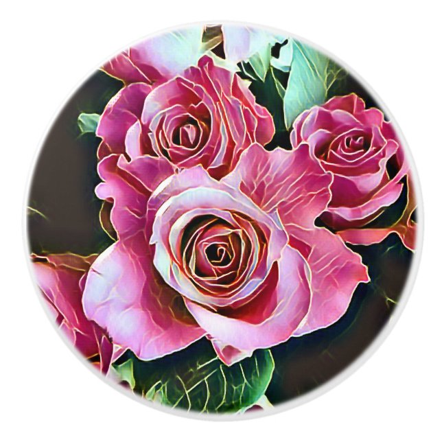 PINK ROSES KERAMIKKNAUF (Vorderseite)