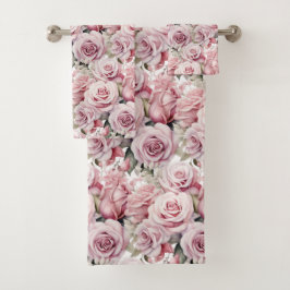 Pink Roses Maximalist Badhandtuch Set