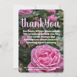 Pink Roses Memorial Danke Karte