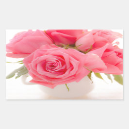 Pink roses | mothersday | birthday | rechteckiger aufkleber