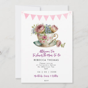 Pink Roses Nachmittagstee Party Babydusche Einladung