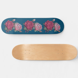 Pink Roses over Deep Blue  Skateboard